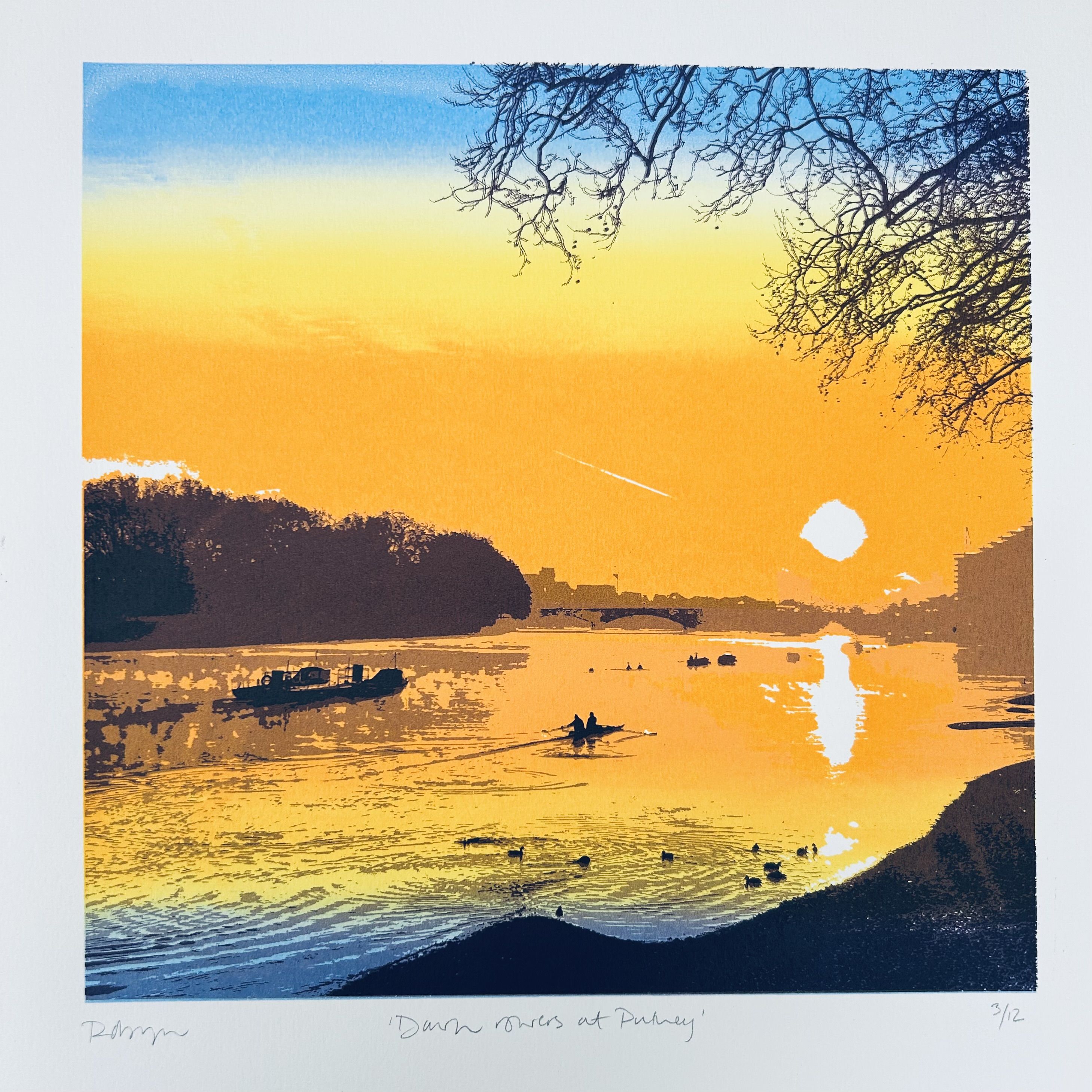 Dawn rowers at Putney (Large) by Robyn Forbes