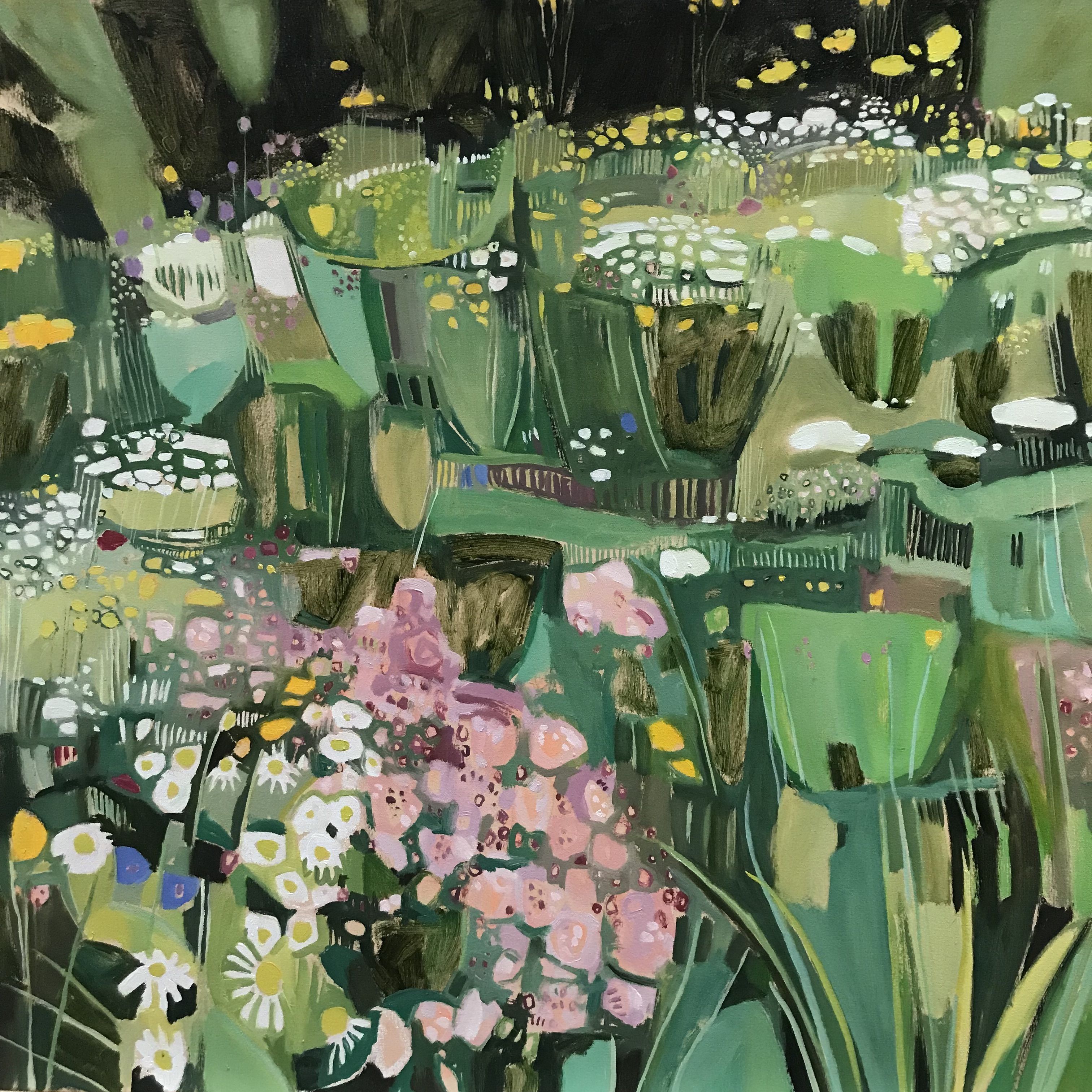 Studio Garden with Oregano and Ox-Eye Daisies I by Elaine Kazimierczuk