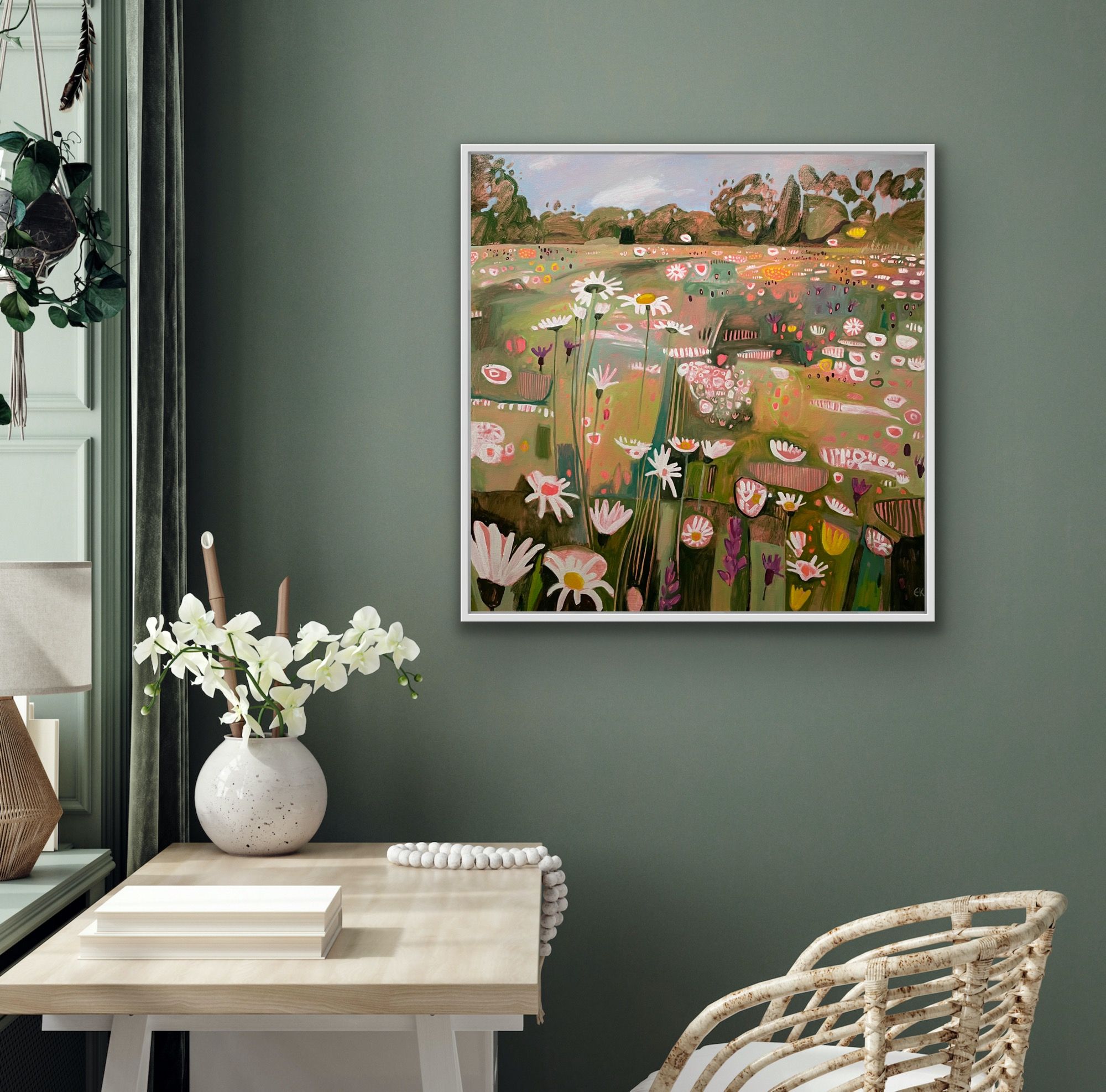 Ryewater with Orchids right panel of diptych by Elaine Kazimierczuk - Secondary Image