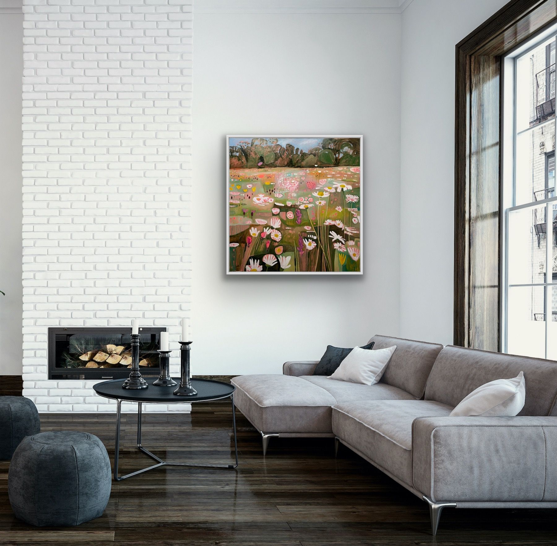 Ryewater with Orchids left panel of diptych by Elaine Kazimierczuk - Secondary Image