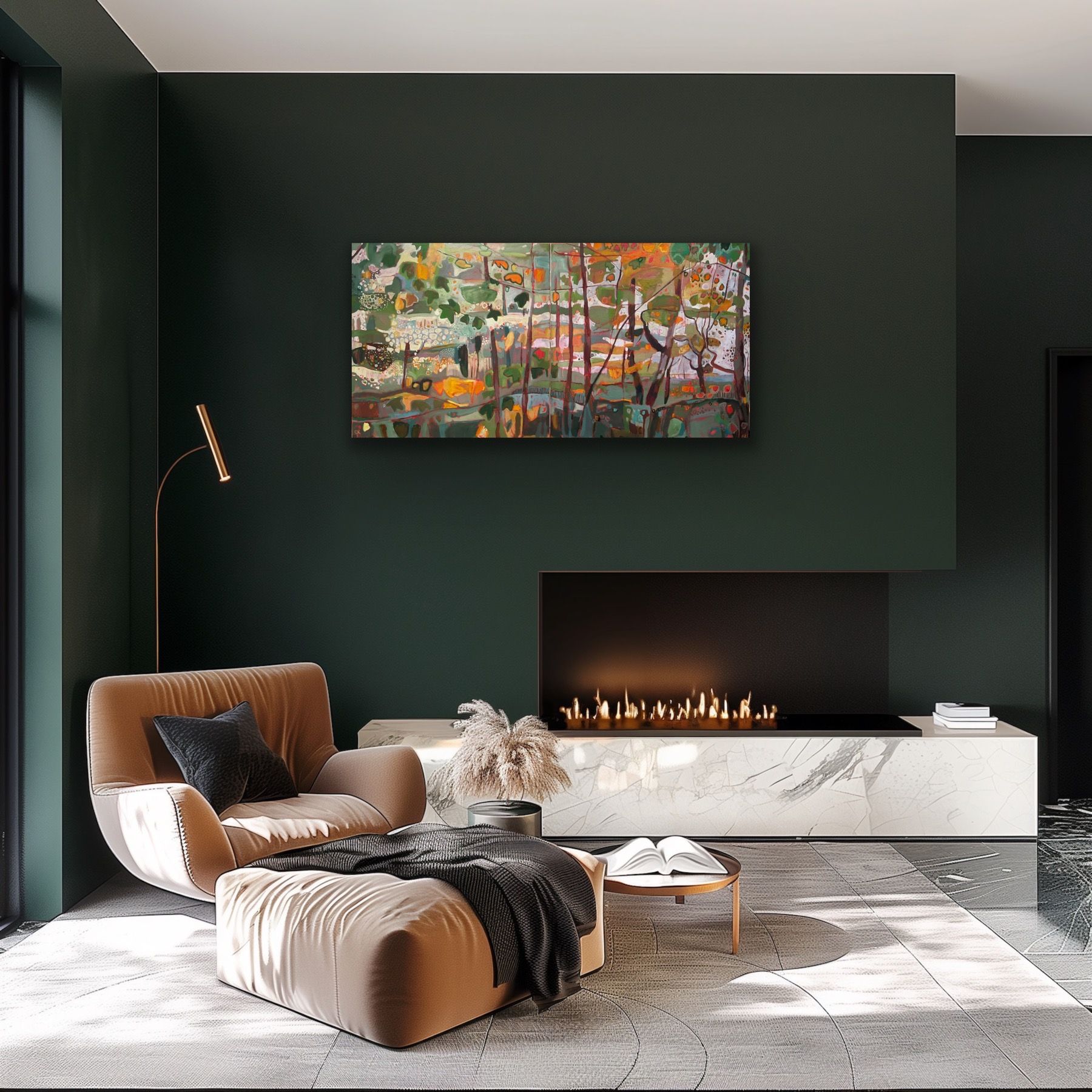 Soft Autumn Shades in Bunny Woods diptych (panels 1 and 2)  by Elaine Kazimierczuk - Secondary Image