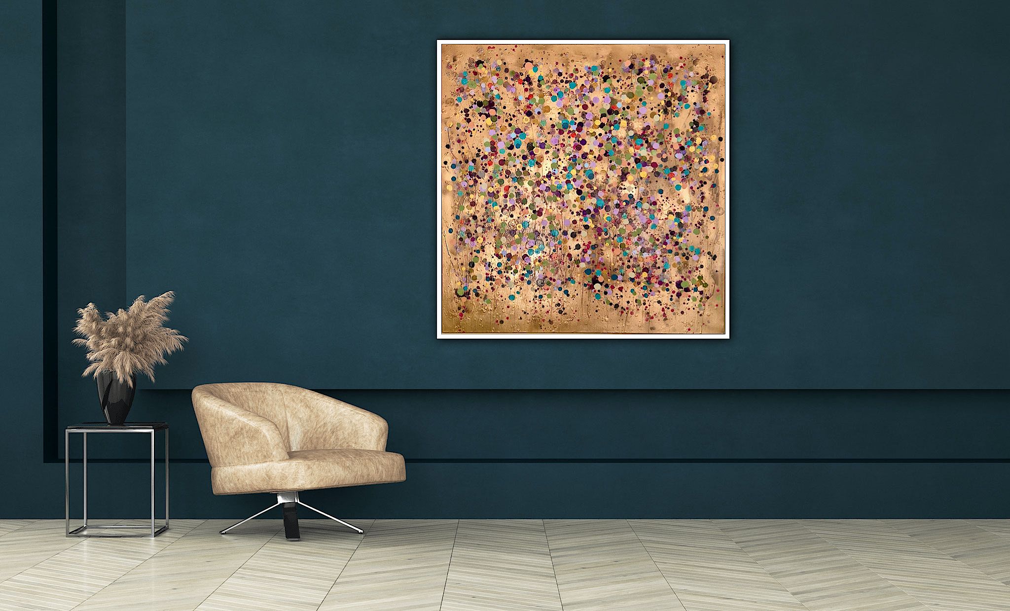 Gold Splatter Square #1 by Catherine Ruth Church - Secondary Image