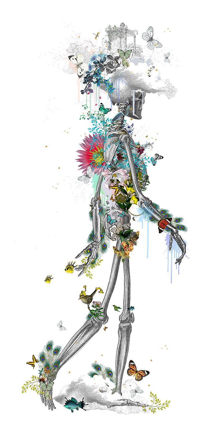 Ad Moldu Skaltu Verda - Drifting Skeleton White by Kristjana Williams