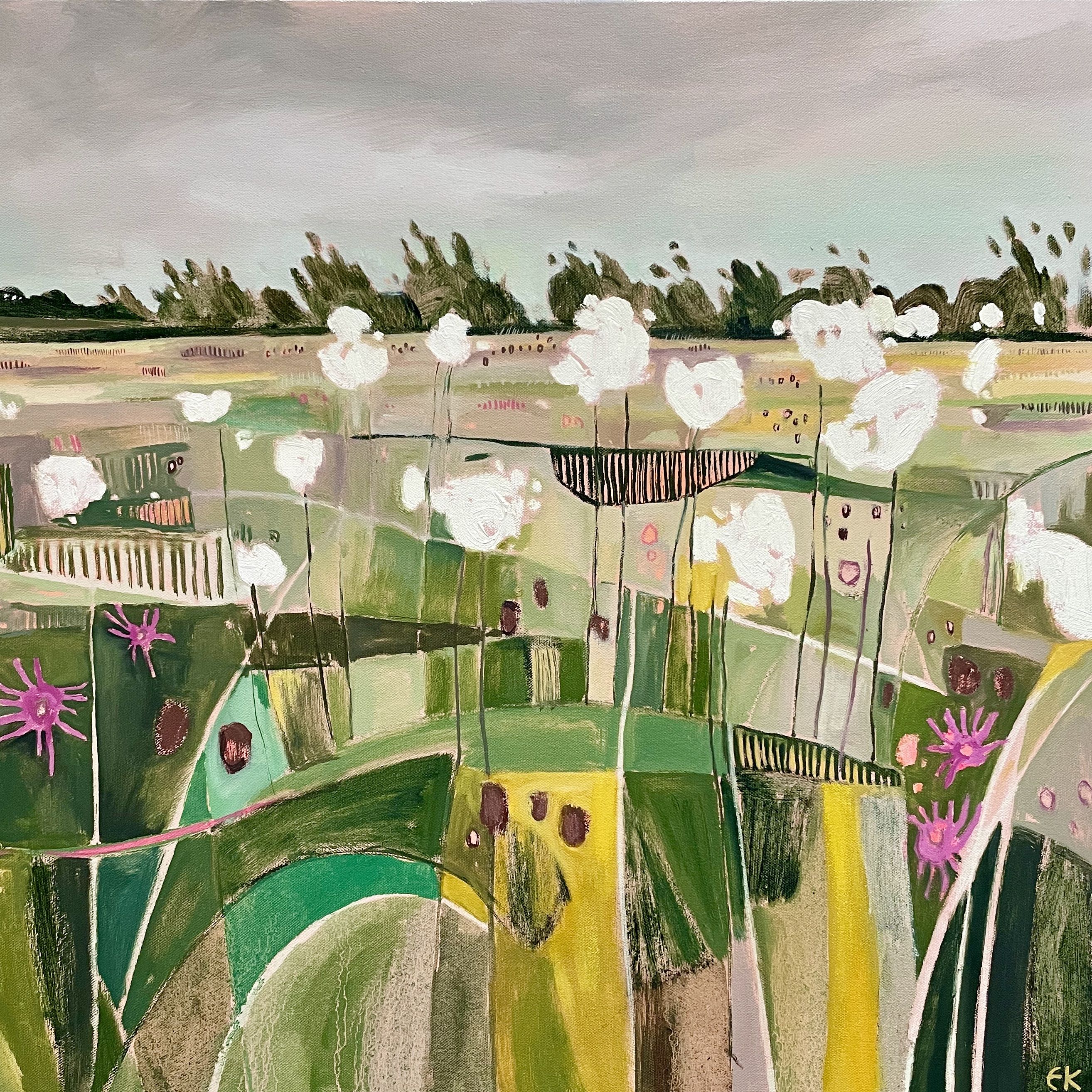 Long Mead with Golden Grasses Diptych II right Panel  by Elaine Kazimierczuk