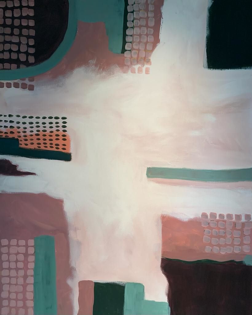 Sage Green abstract city vs landscape by Fleur Park