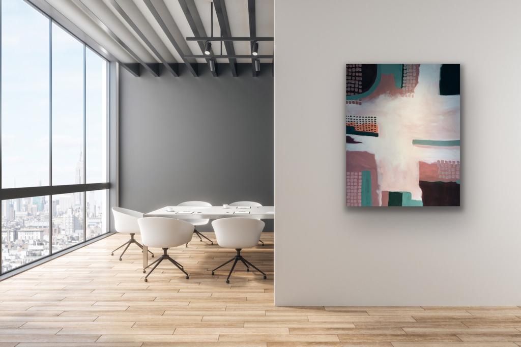 Sage Green abstract city vs landscape by Fleur Park - Secondary Image