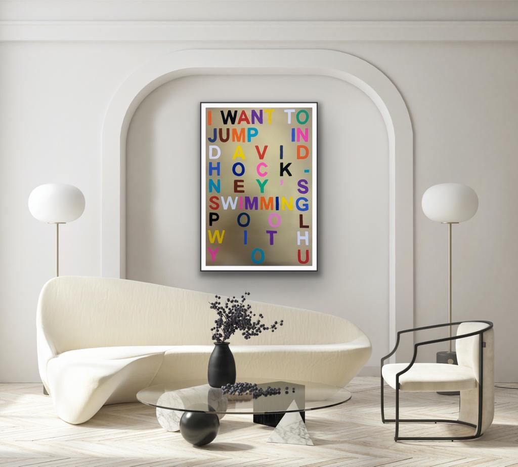 I Want To Jump In David Hockney’s Swimming Pool With You (Gold)  by Benjamin Thomas Taylor - Secondary Image