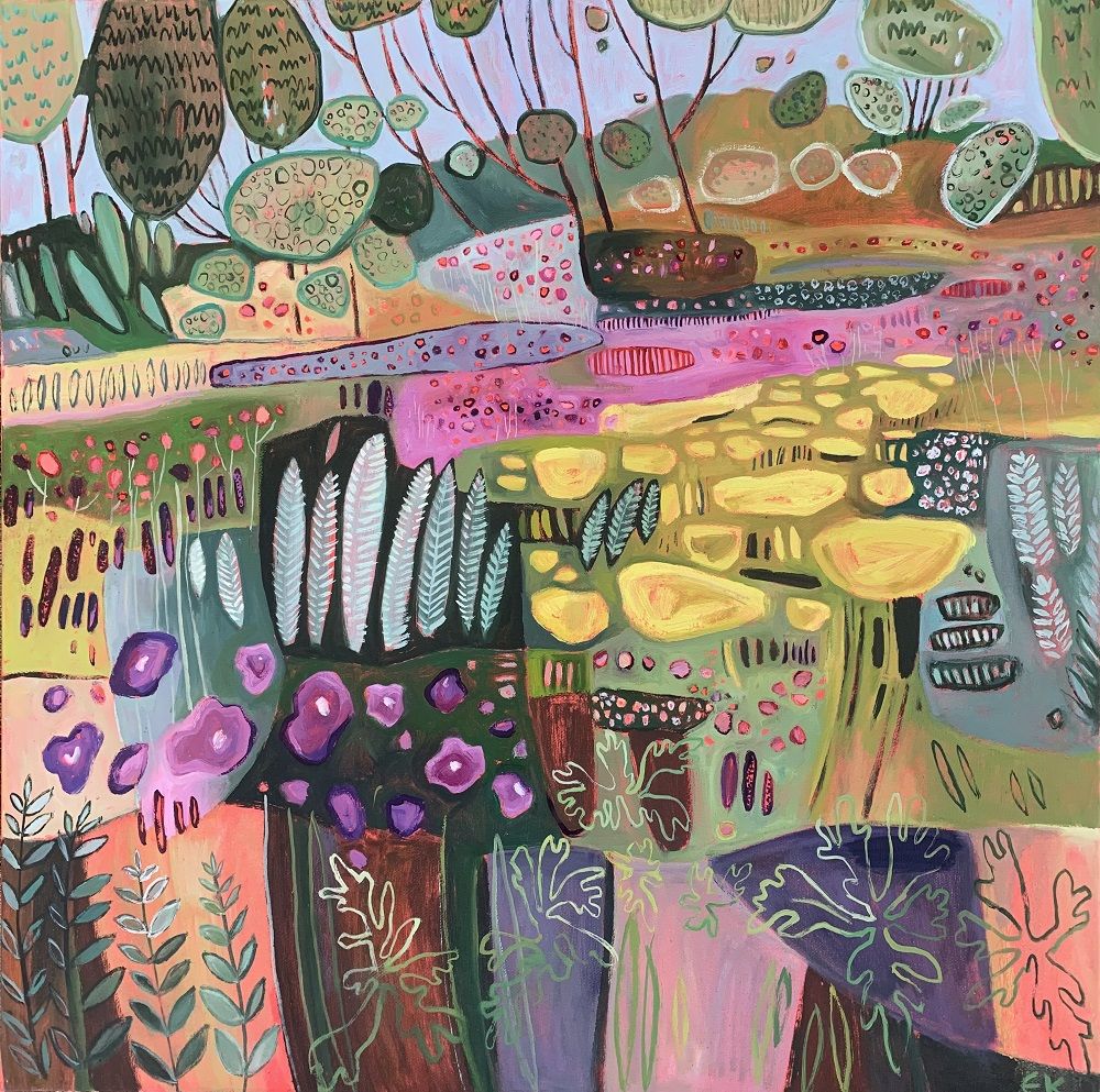 Cottage Garden with Achillea and Cranesbill III by Elaine Kazimierczuk