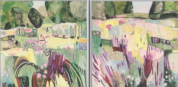 Yellow, Purple and Pink in the Merton Borders by Elaine Kazimierczuk