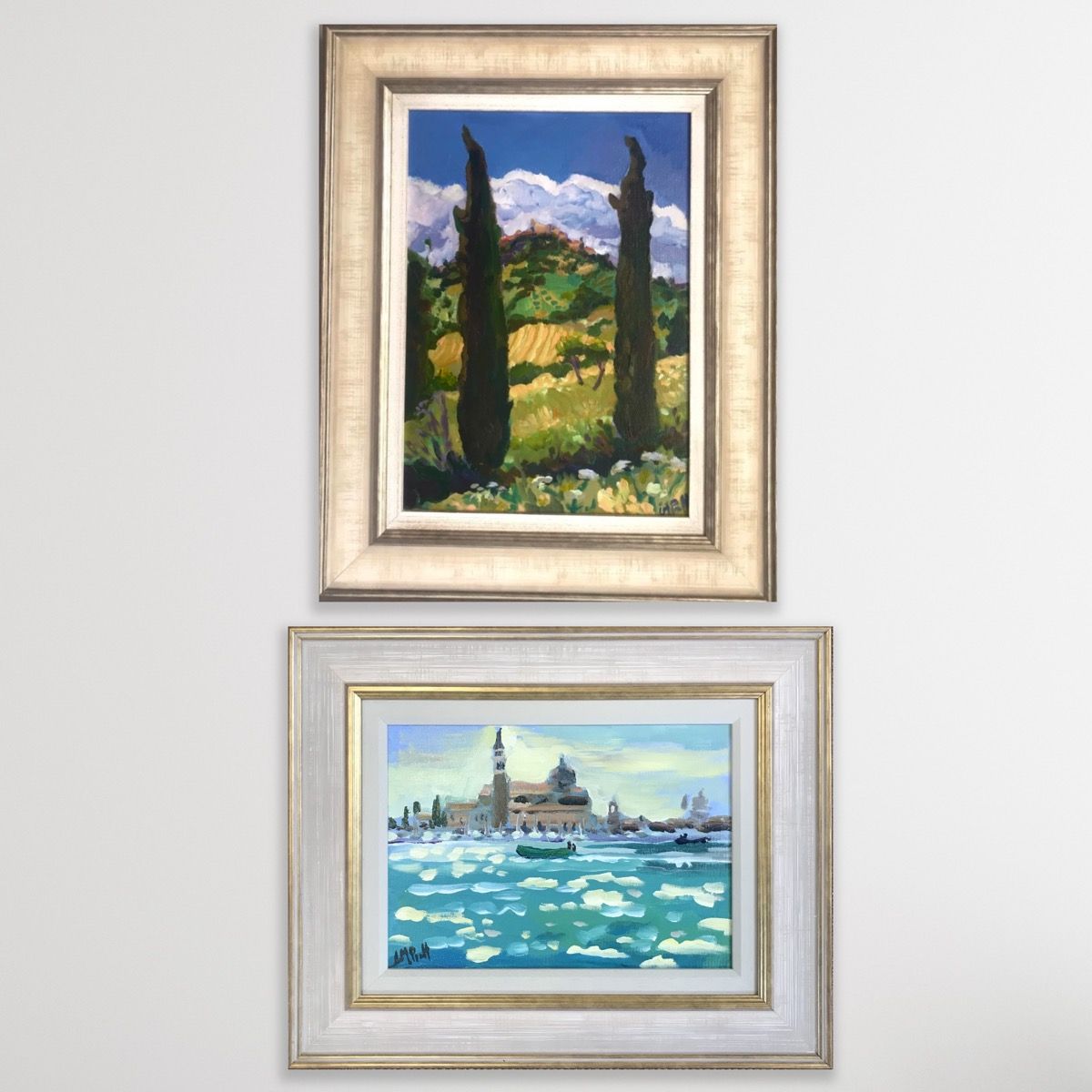 Gondolas At St Mark's and Venice and Casole D'elsa III Dyptich by Lucy Pratt