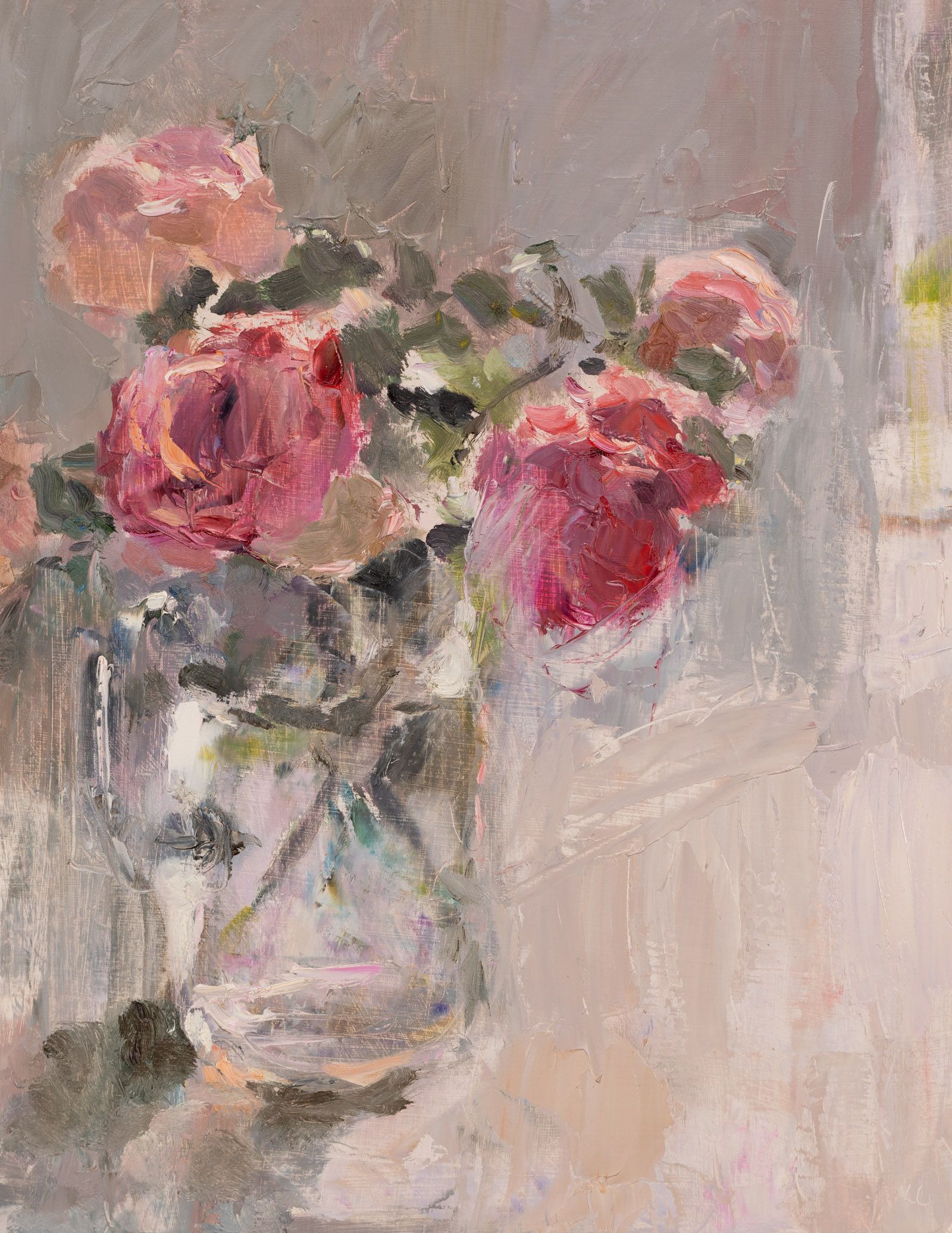 Roses in a Glass Jug 2 by Lynne Cartlidge