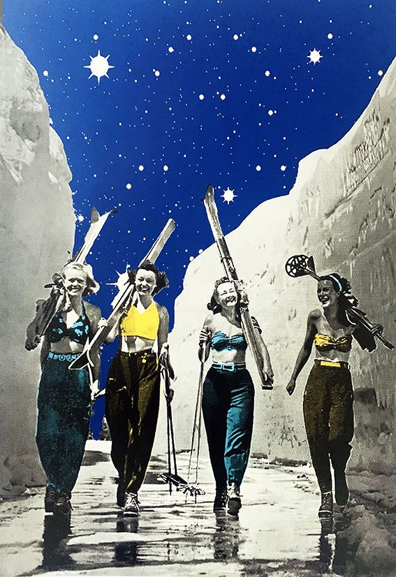 Skiing girls by Anne Storno