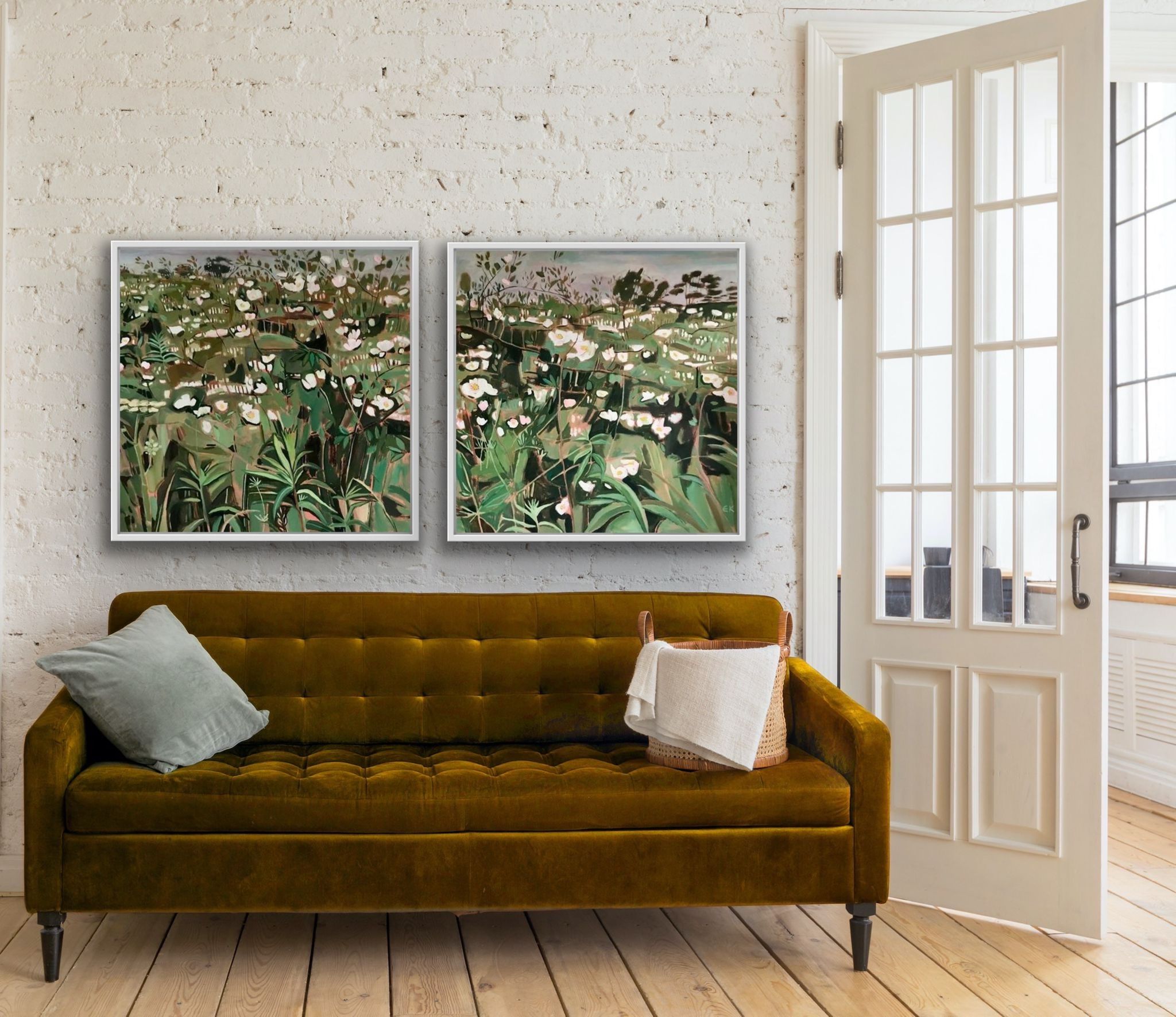 Summer Hedgerow with Dog Roses by Elaine Kazimierczuk - Secondary Image