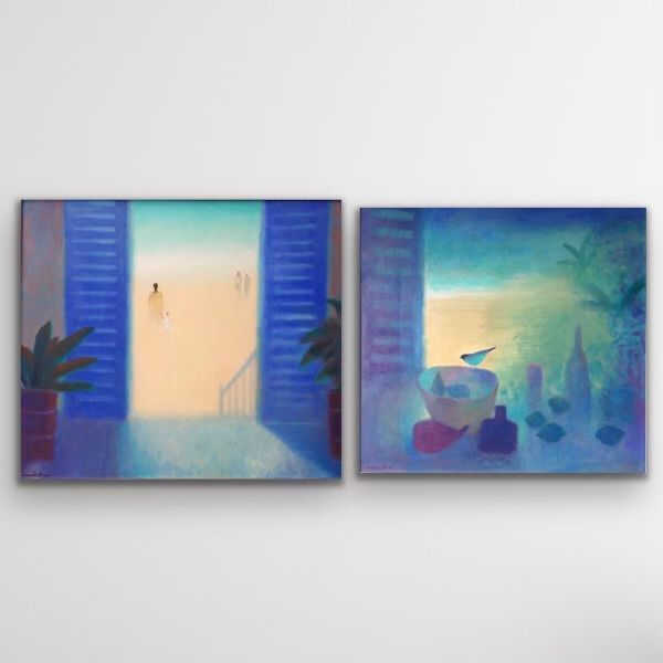 Blue Shutters and Still life with a bird and fruit by Charlie Baird