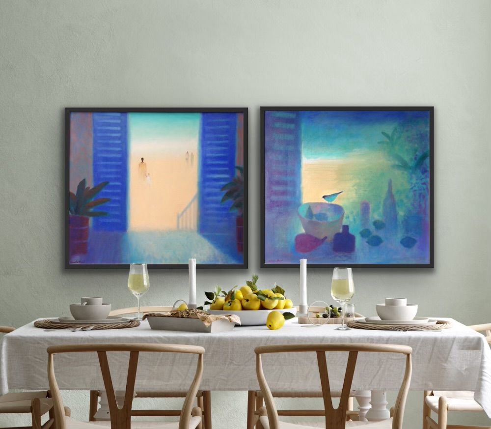 Blue Shutters and Still life with a bird and fruit by Charlie Baird - Secondary Image