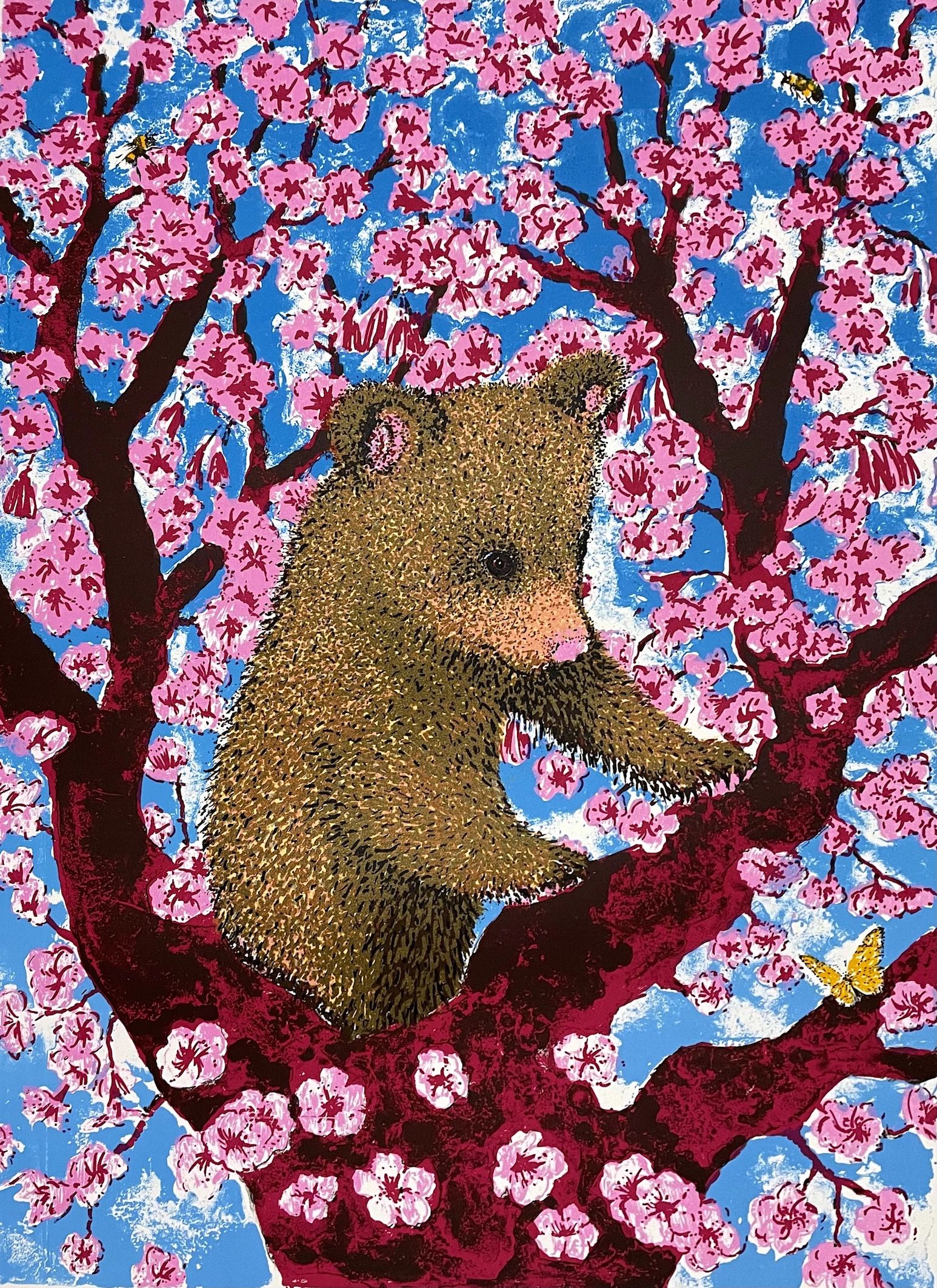 Cherry Blossom Bear Cub by Tim Southall